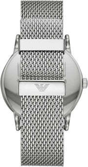Emporio Armani Luigi Quartz Blue Dial Silver Mesh Bracelet Watch For Men - AR11230