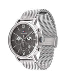 Tommy Hilfiger Evan Grey Dial Silver Mesh Bracelet Watch for Men - 1710396