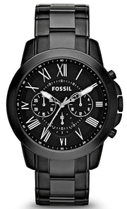 Fossil Grant Chronograph Black Dial Black Steel Strap Watch for Men - FS4832