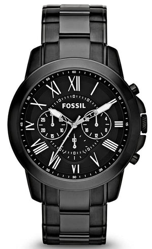 Fossil Grant Chronograph Black Dial Black Steel Strap Watch for Men - FS4832