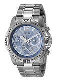 Guess Commander Chronograph Blue Dial Silver Steel Strap Watch for Men - GW0056G2