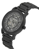 Emporio Armani Meccanico Skeleton Black Dial Black Steel Strap Watch For Men - AR60045