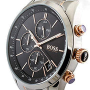 Hugo Boss Grand Prix Chronograph Black Dial Two Tone Steel Strap Watch for Men - 1513473