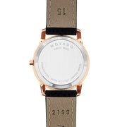Movado Museum Classic Black Dial Black Leather Strap Watch For Women - 607061