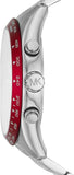 Michael Kors Layton Chronograph Red Dial Silver Steel Strap Watch For Men - MK8822