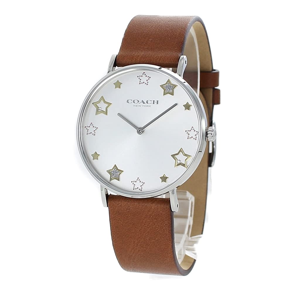 Coach Perry White Dial Brown Leather Strap Watch for Women - 14503242
