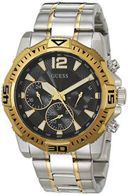 Guess Commander Chronograph Black Dial Two Tone Steel Strap Watch for Men - GW0056G4