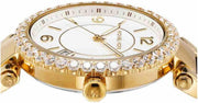 Michael Kors Parker Mother of Pearl White Dial Gold Steel Strap Watch For Women - MK4693