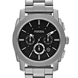 Fossil Machine Chronograph Black Dial Silver Steel Strap Watch for Men - FS4776