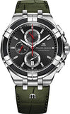 Maurice Lacroix Aikon Chronograph Black Dial Green Leather Strap Watch for Men - AI1018-PVB21-330-1