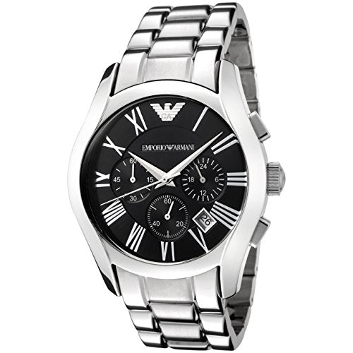 EMPORIO ARMANI アルマーニ　6A Emporio Armani Valente Chronograph Black Dial Silver Stainless