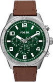 Fossil Brox Multifunction Green Dial Brown Leather Strap Watch for Men - BQ2801