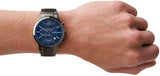 Emporio Armani Renato Chronograph Quartz Blue Dial Black Steel Strap Watch For Men - AR11215