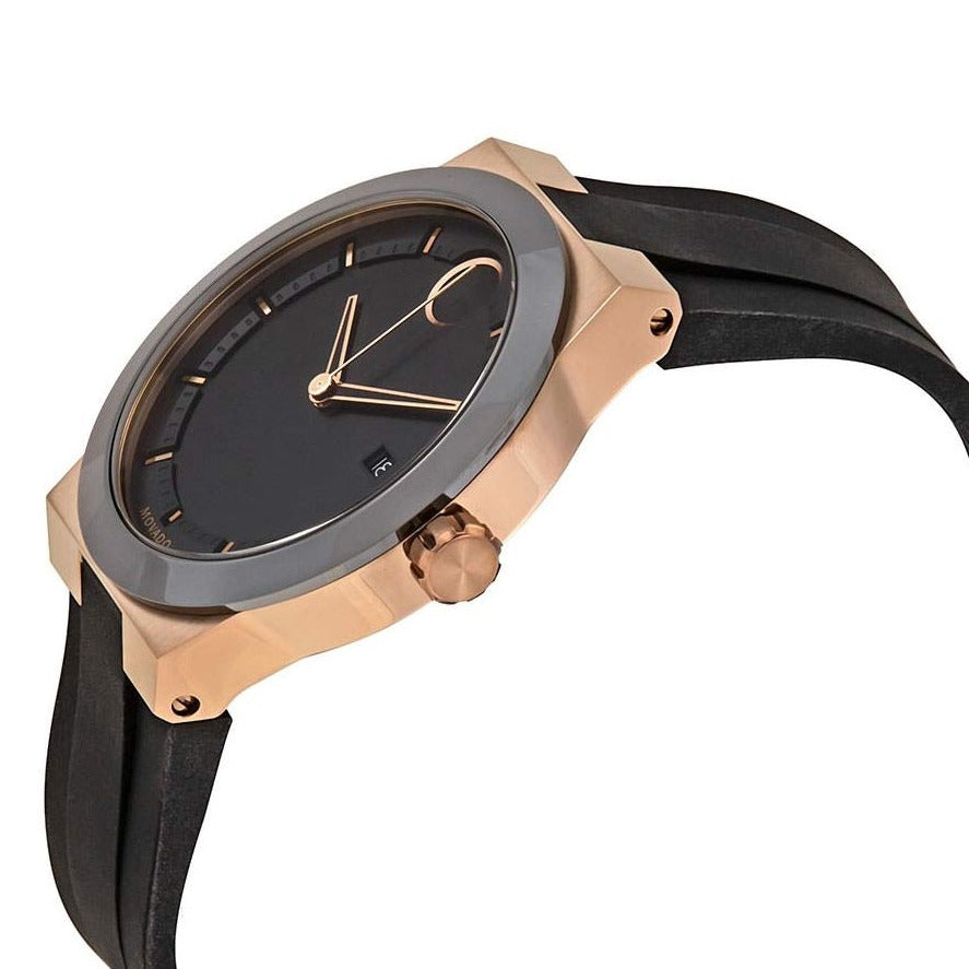 Movado  BOLD Fusion watch with black and gold strap and dial