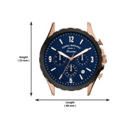 Fossil Forrester Chronograph Blue Dial Blue Leather Strap Watch for Men - FS5814