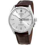 Tag Heuer Carrera Day Date Silver Dial Brown Leather Strap Watch for Men - WBN2011.FC6484