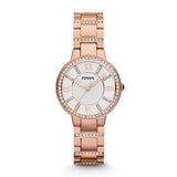 Fossil Virginia White Dial Rose Gold Steel Strap Watch for Women - ES3284