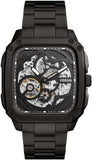 Fossil Inscription Automatic Skeleton Black Dial Black Steel Strap Watch for Men - BQ2574