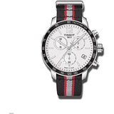 Tissot Quickster Chronograph NBA Toronto Raptors White Dial Two Tone NATO Strap Watch for Men - T095.417.17.037.16