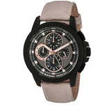 Michael Kors Ryker Chronograph Black Dial Beige Leather Strap Watch For Men - MK8520