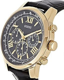 Guess Horizon Chronograph Quartz Black Dial Black Leather Strap Watch For Men - W0380G7