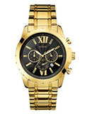 Guess Optic Multifunction Black Dial Gold Steel Strap Watch for Men - W0193G1