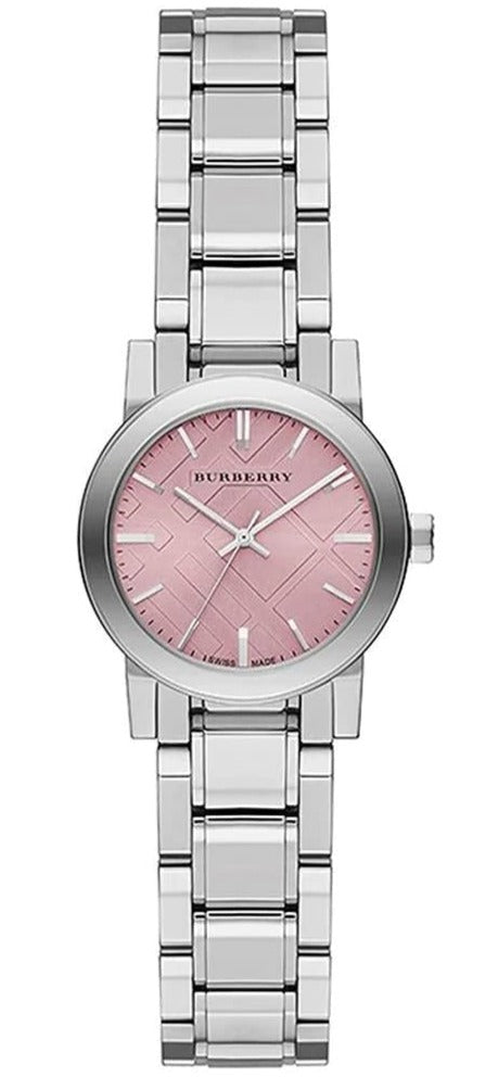 BURBERRY　腕時計　レディース Burberry The City Diamonds Pink Dial Silver Steel Strap Watch for
