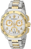 Versace Dylos Chronograph Silver Dial Two Tone Steel Strap Watch for Men - VQC030015