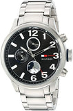 Tommy Hilfiger Jackson Quartz Black Dial Silver Steel Strap Watch for Men - 1791243