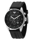 Emporio Armani Sportivo Chronograph Black Dial Black Rubber Strap Watch For Men - AR0527