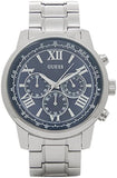 Guess Horizon Chronograph Quartz Blue Dial Silver Steel Strap Watch for Men - W0379G3