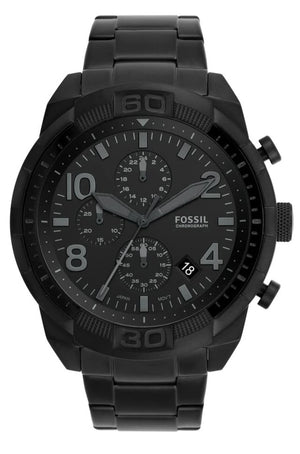 Fossil Bronson Chronograph Black Dial Black Steel Strap Watch for Men - FS5712