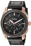 Fossil Machine Chronograph Black Dial Black Leather Strap Watch for Men - FS5120