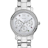 Guess Enchanting Diamonds Silver Dial Silver Steel Strap Watch for Women - W0305L1