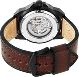 Fossil Bronson Automatic Skeleton Black Dial Brown Leather Strap Watch for Men - ME3219