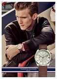 Tommy Hilfiger Jackson Multi-Function Silver Dial Brown Leather Strap Watch for Men - 1791239