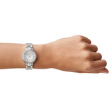 Fossil Virginia Silver Dial Silver Steel Strap Watch for Women - ES3282