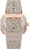 Michael Kors Sidney Chronograph White Dial Beige Leather Strap Watch For Women - MK6949