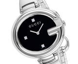 Gucci Guccissima Black Dial Silver Steel Strap Watch For Women - YA134301