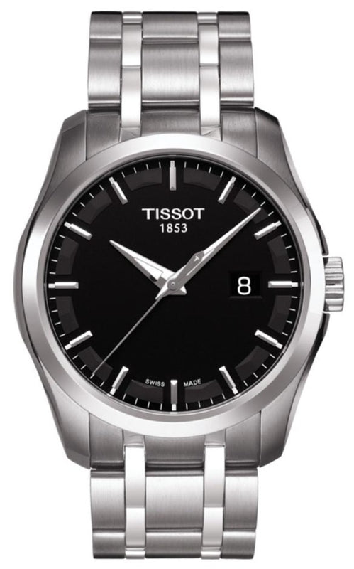 Tissot T Trend Couturier Chronograph mit schwarzem Zifferblatt und silbernem Stahlarmband fur Herren