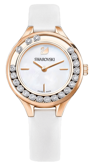 Swarovski Lovely Crystals Mother of Pearl Dial White Leather Strap Watch for Women - 5242904