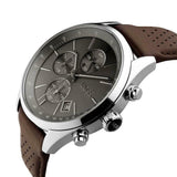 Hugo Boss Grand Prix Grey Dial Brown Leather Strap Watch for Men -  1513476