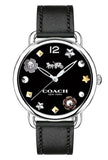 Coach Delancey Black Dial Black Leather Strap Watch for Women - 14502780