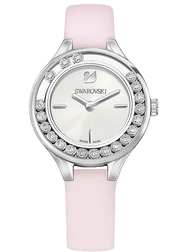 Swarovski Lovely Crystals Silver Dial Pink Leather Strap Watch for Women - 5261493