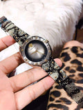 Versace Shadov Quartz Silver Dial Snakeskin Leather Strap Watch for Women - VEBM00718