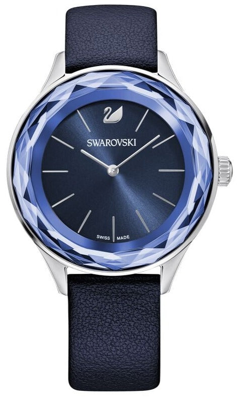 Swarovski Octea Nova Blue Dial Blue Leather Strap Watch for