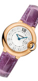 Cartier Ballon Bleu Diamonds White Dial Pink Leather Strap Watch for Women - WE902050