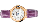 Cartier Ballon Bleu Diamonds White Dial Pink Leather Strap Watch for Women - WE902050