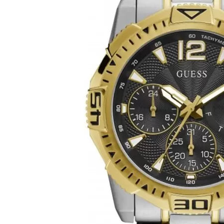 Guess Commander Chronograph Black Dial Two Tone Steel Strap Watch for Men