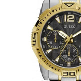 Guess Commander Chronograph Black Dial Two Tone Steel Strap Watch for Men - GW0056G4